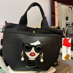 NWT Enjoinin 3D Lady Face Satchel Handbag